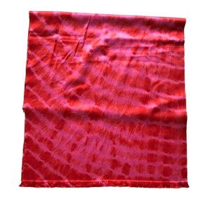 Bajra Rectangle Tie Dye Fringe Scarf Wrap Shawl Womens Pink Red Cashmere Silk